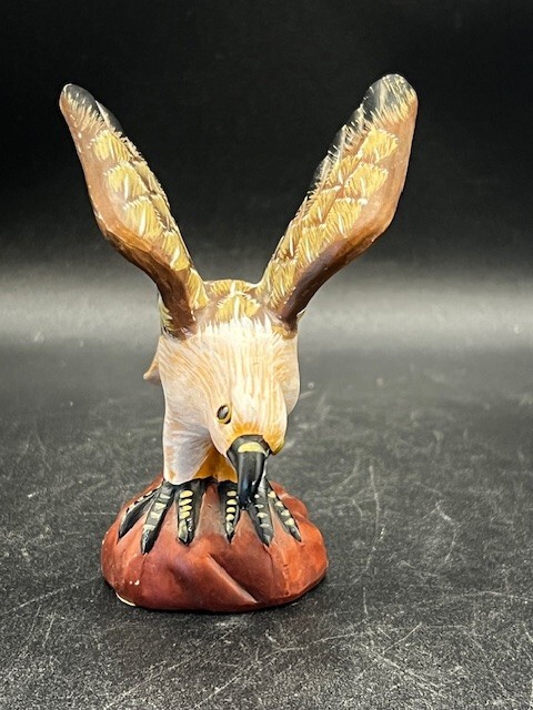 Hawk Bird Hunter Carved Wood Look Ceramic 4″ Figurine #1