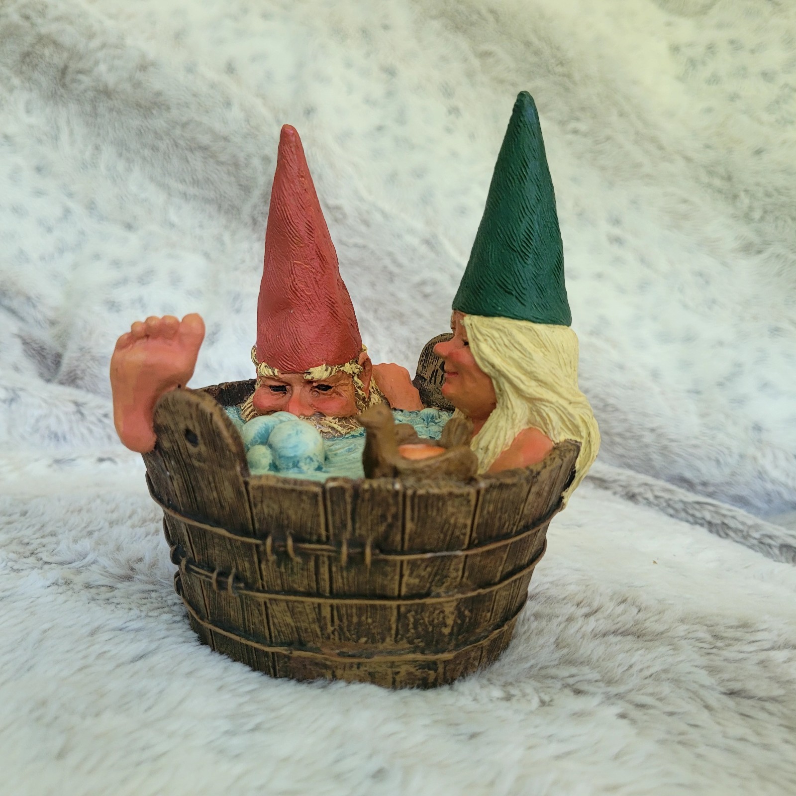 Enesco Gnomes Brina & Borg Bath Time Bubbles Hot Tub RARE FIND Collectable