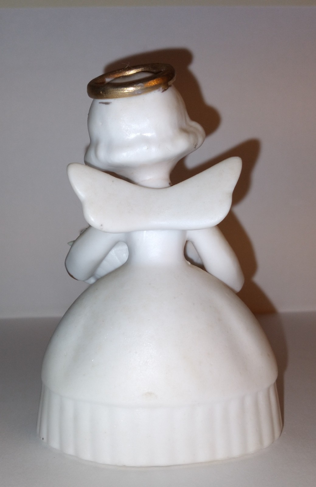 Vintage Ucago Japan Angel Bell Ceramic Figurine Birthday Girl Pastel Flowers