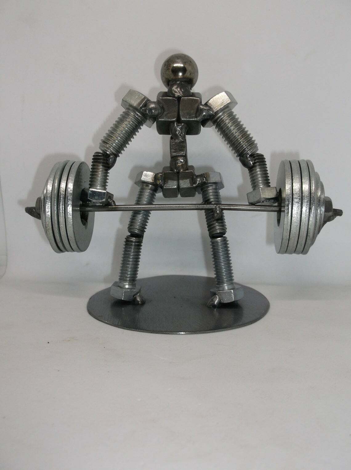 4 Plates Dead Lift Weight Lifter, Metal Bolt Figurine, Athlete
