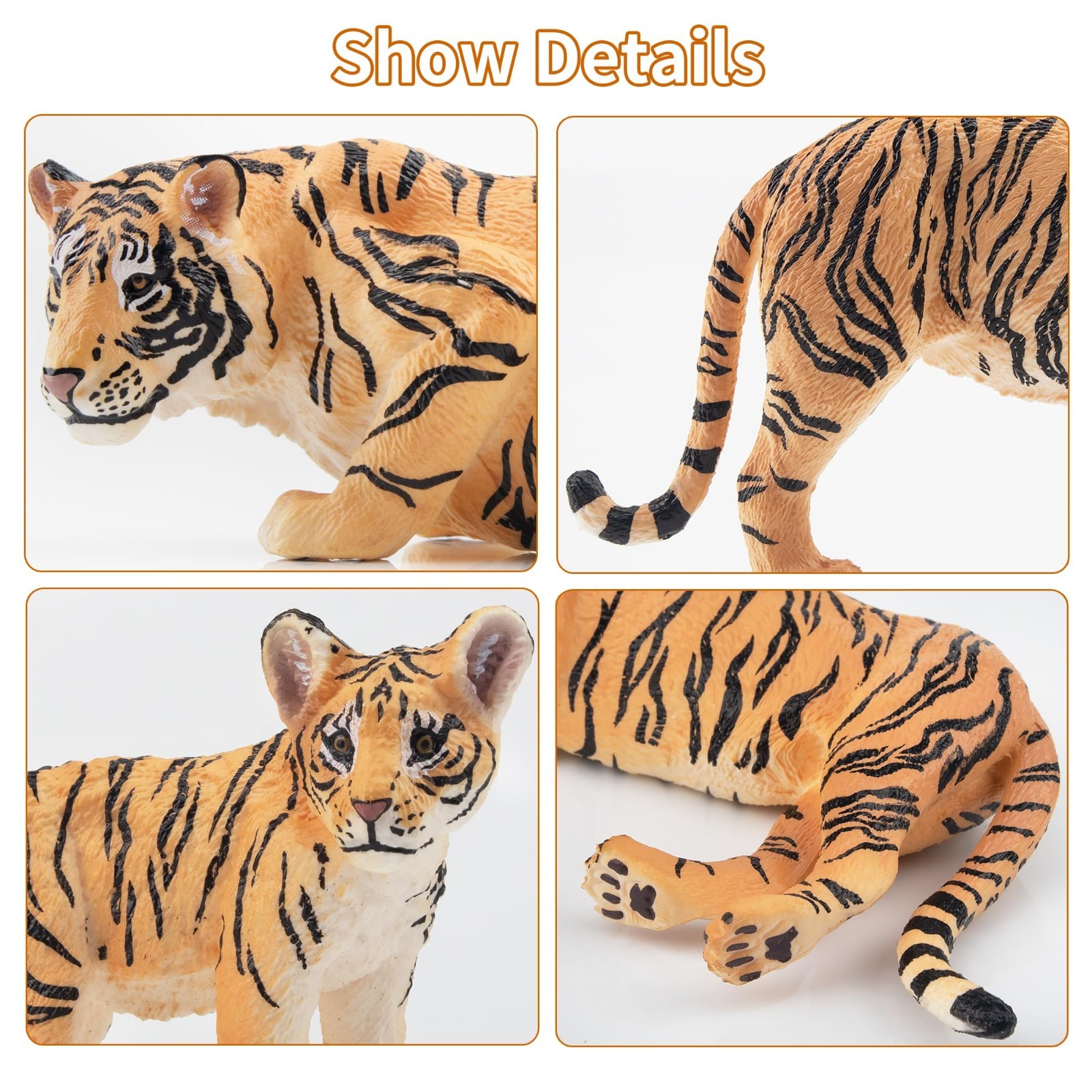 Toymany Tiger Family Animal Figurine, Realistic Collectible Hand-painted Toy Set