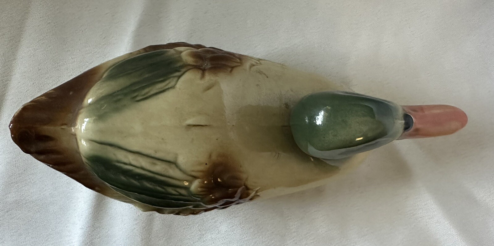 Vintage Ceramic Mallard Duck Made In Brazil Mid Century Muted Colors 7.5″