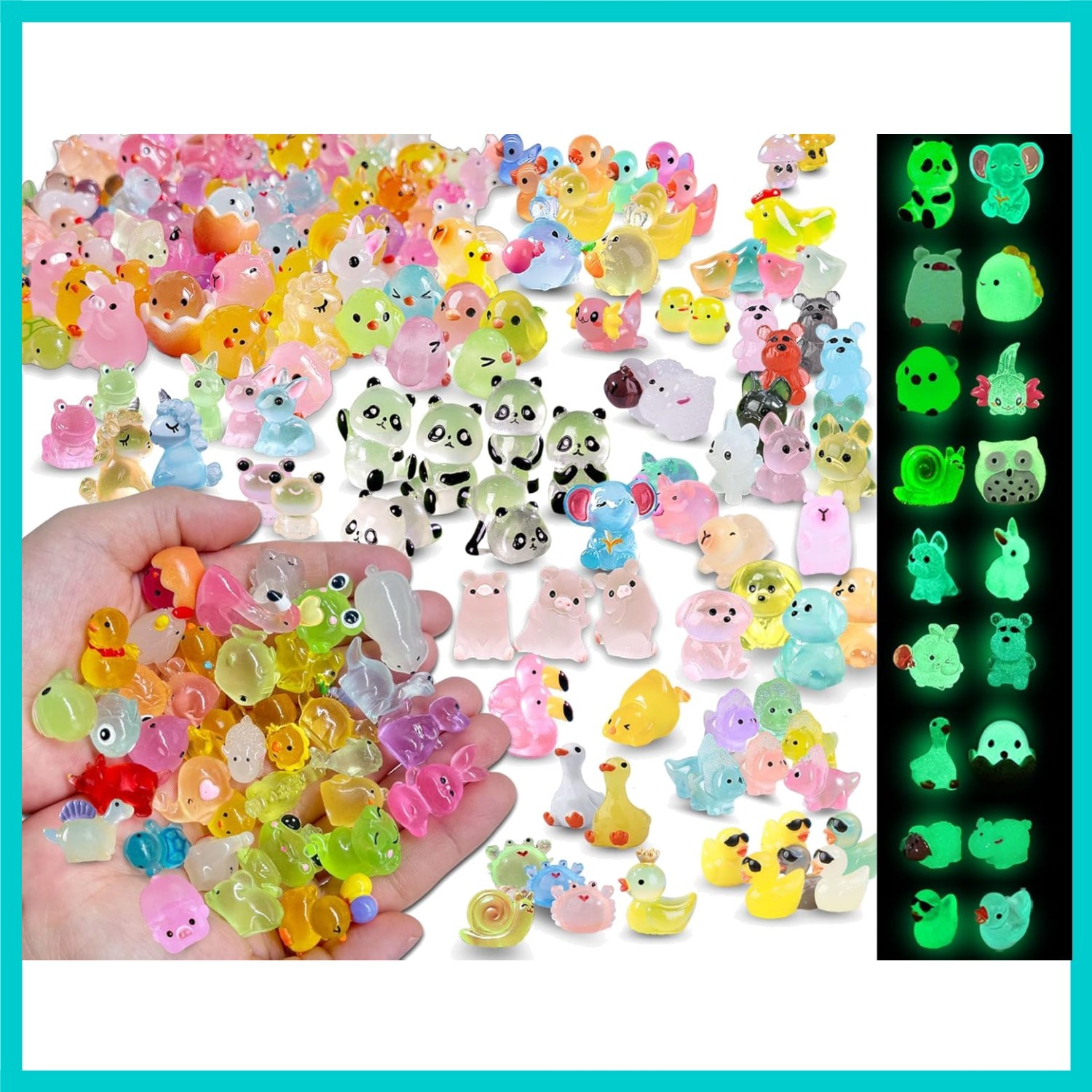 Bulk Mini Resin Animals Variety Pack – 200 Luminous Figures for Crafting Joy