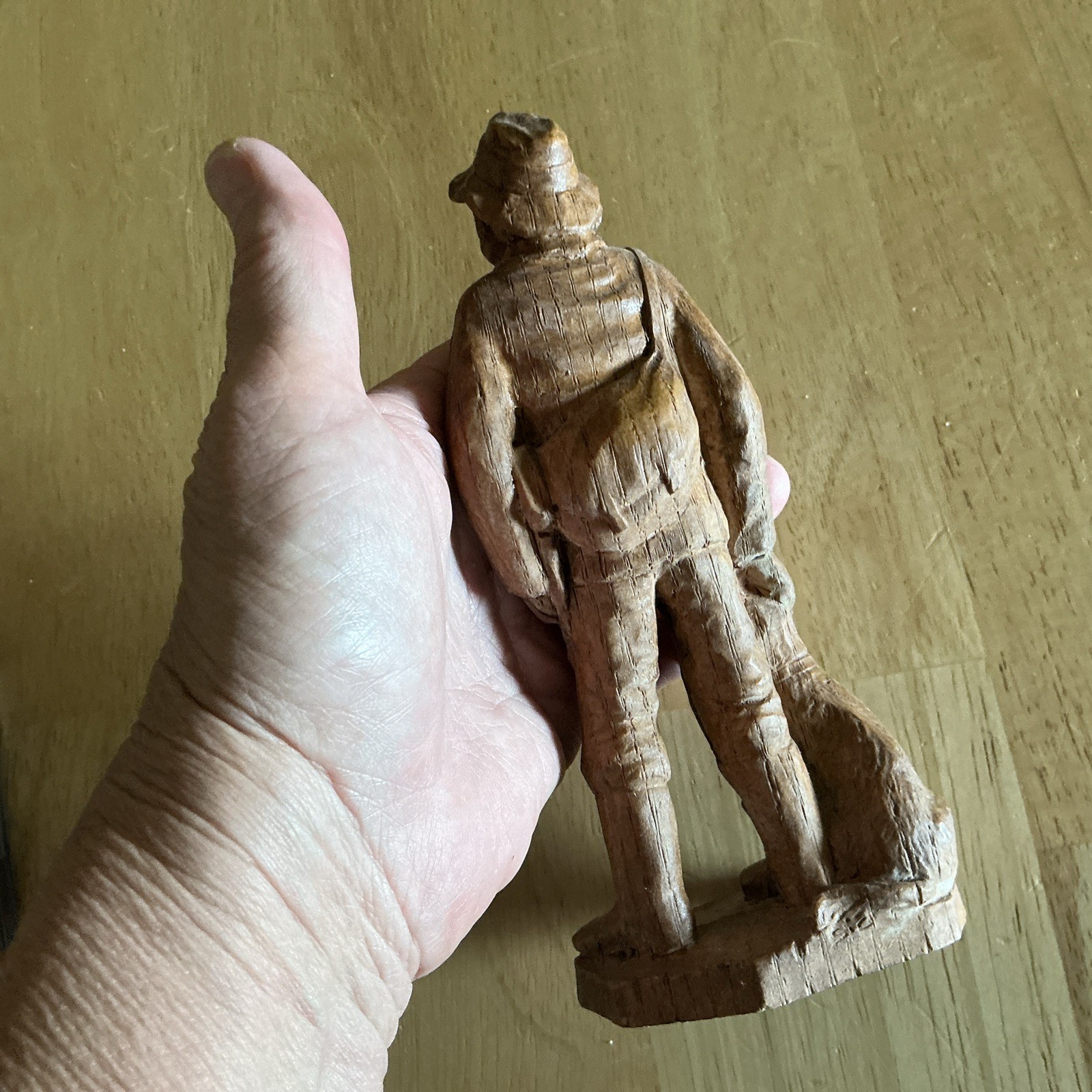 Small Black Forest or Alpine Hand Carved Huntsman Hunter Sculpture Austria 7 12”