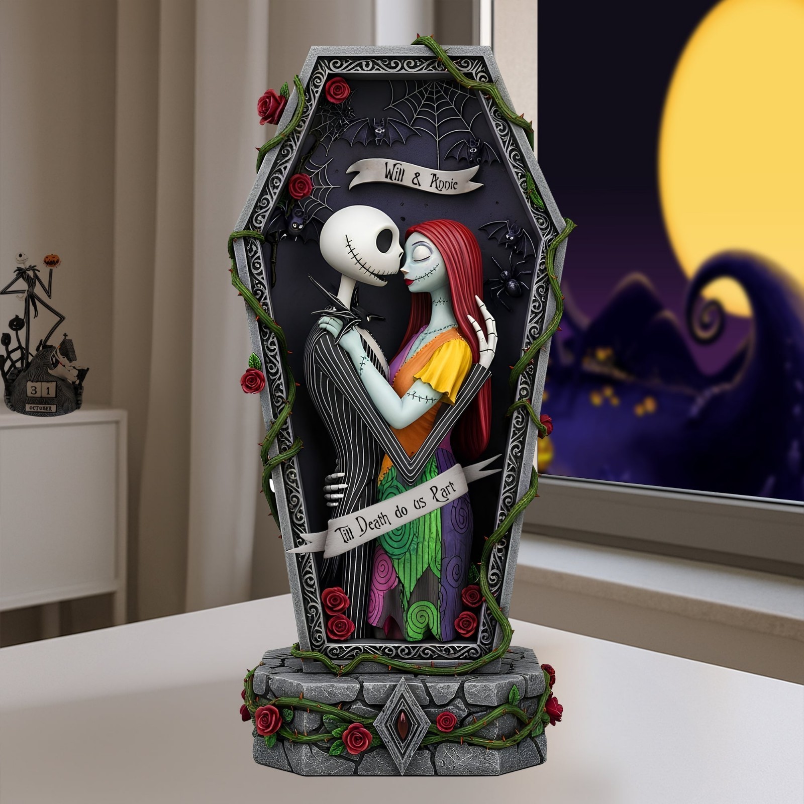 Personalized Jack Sally Nightmares Couple Acrylic Plaque Wooden Block Decor Gift