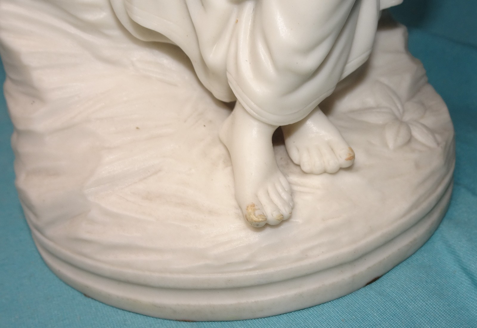 Antique Parian Ware Porcelain figurine Figure of lady Woman with basket flowers