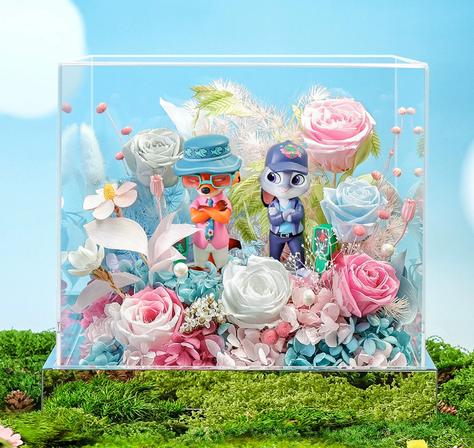 Disney Zootopia Judy&Nick Rose Preserved Flower Gift Box Real Flower Decoration