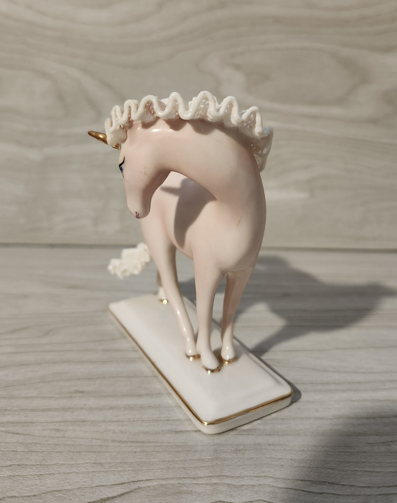 Franklin Mint Pink White Lace Porcelain Unicorn Treasury Figurine David Cornell