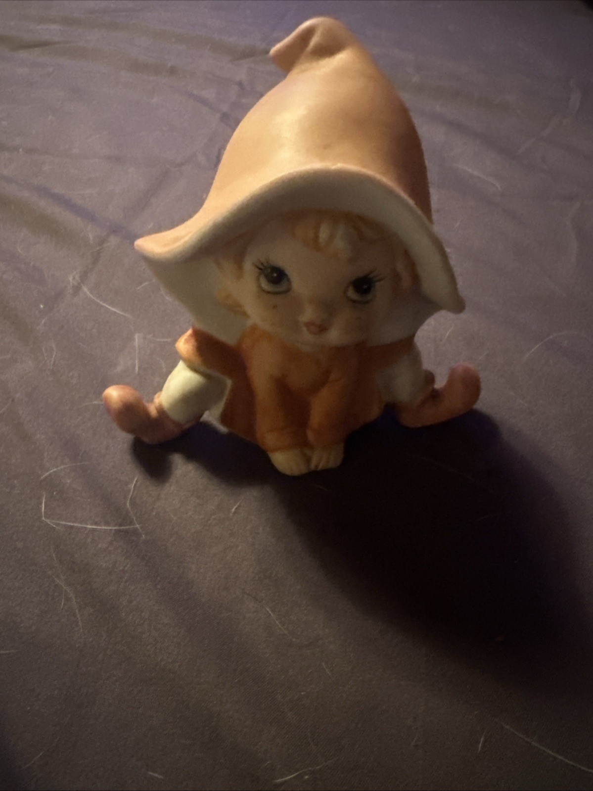 Vintage 1970s Kitschy HOMCO Flower Pixie Elf Bisque Porcelain Figurine #5213