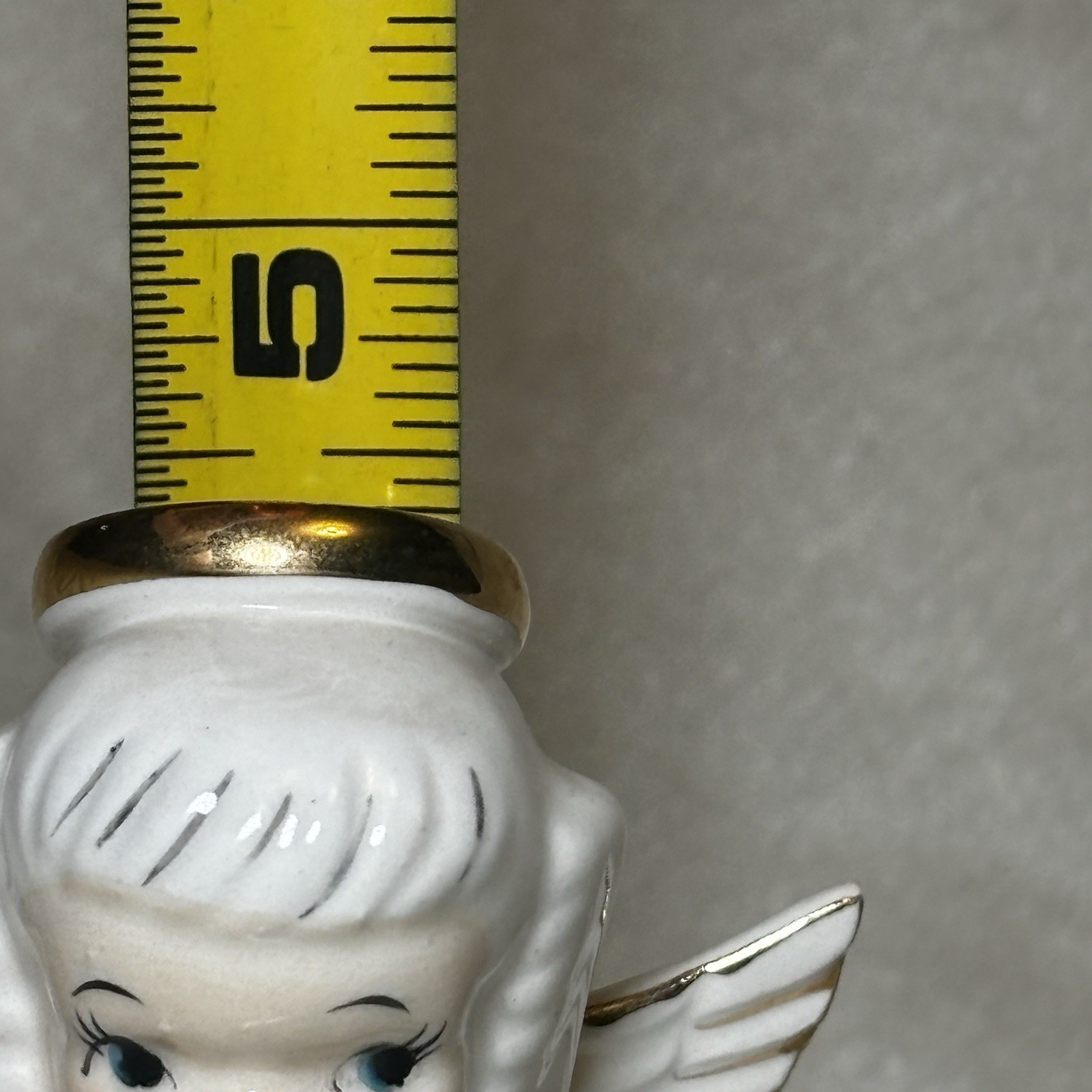 Vintage Napco Girl Angel March Birthday 1294 Japan Figurine Spaghetti Glass