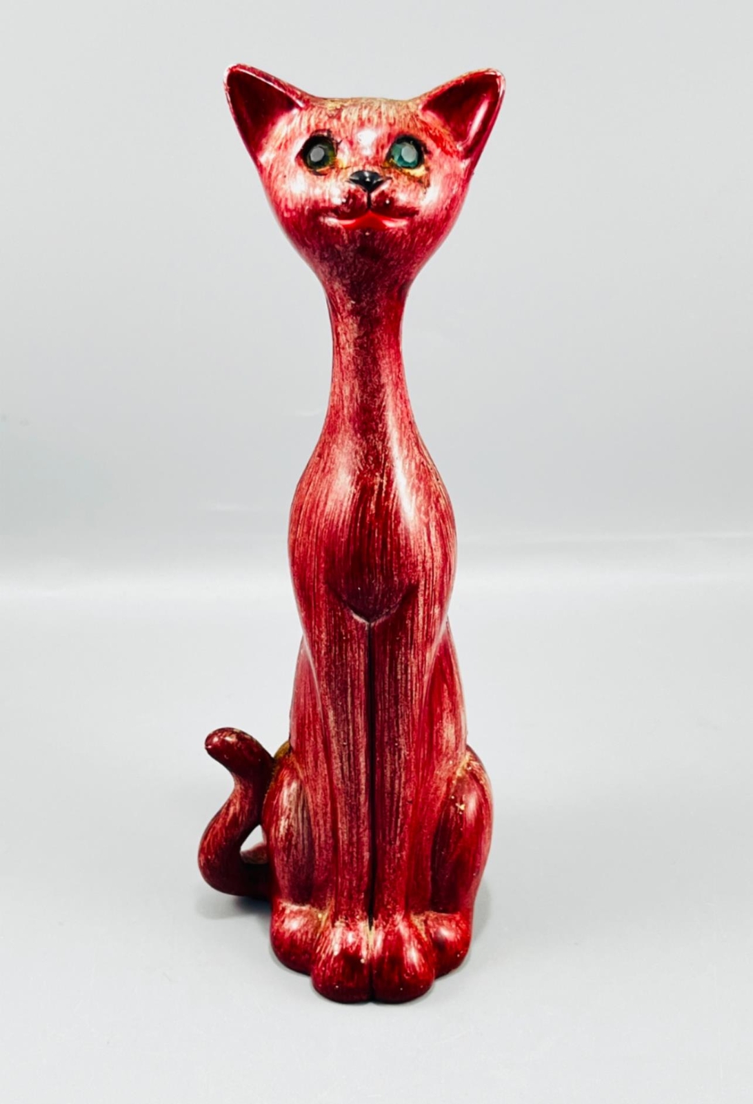 Vintage Ross Products Hong Kong Sitting Red Siamese Cat 8″ Tall