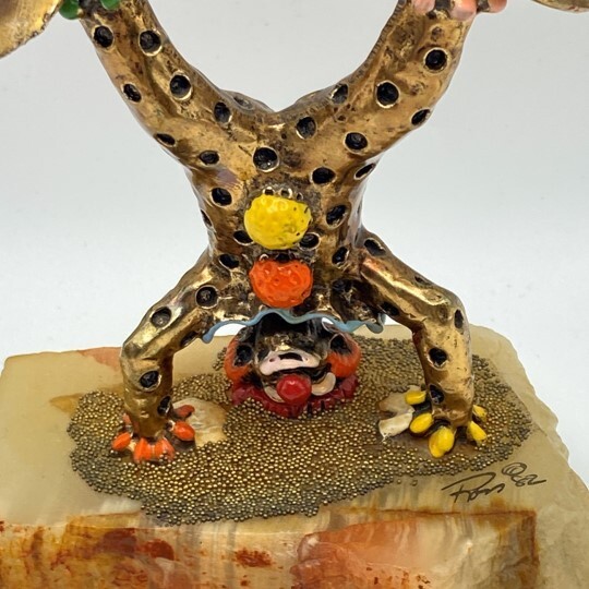 Vintage 1982 Ron Lee Clown Signed Sculpture PINKY THE CLOWN Standing on Head 24K