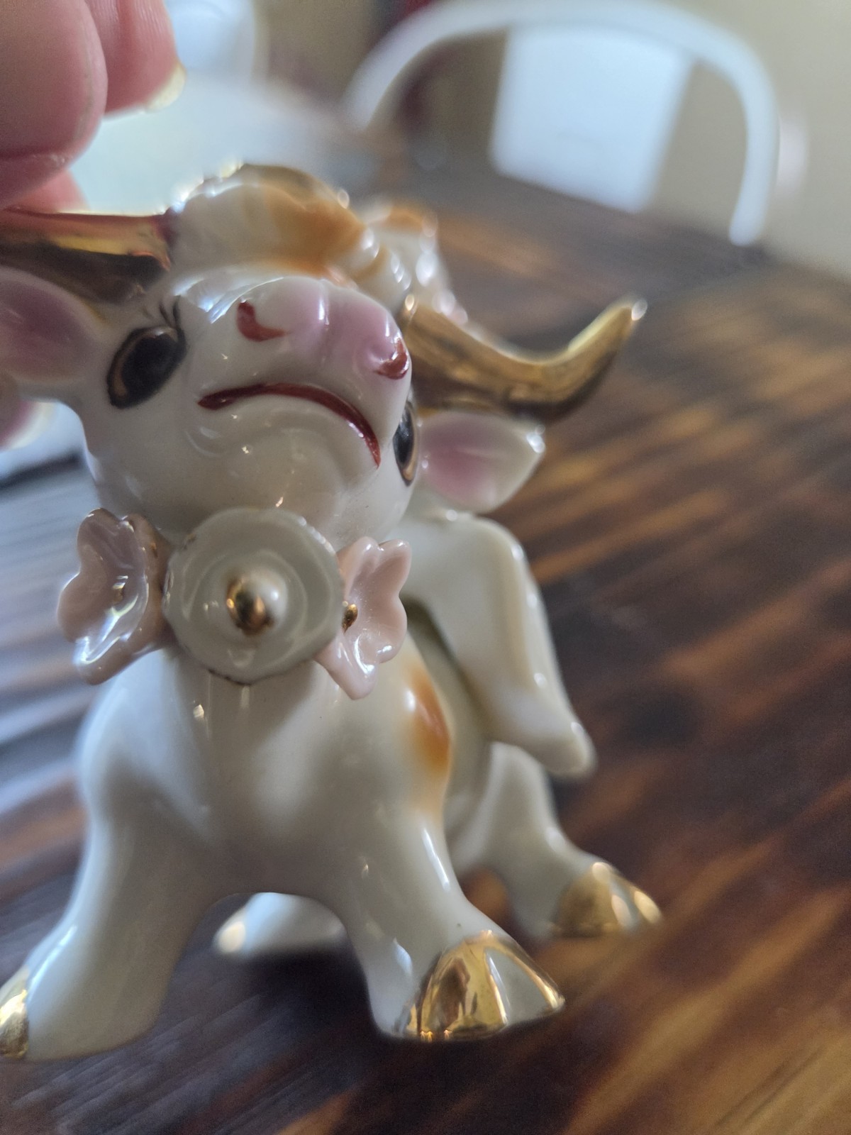 Rare Napco Cherub Playing Harp On Bull Figurine Japan