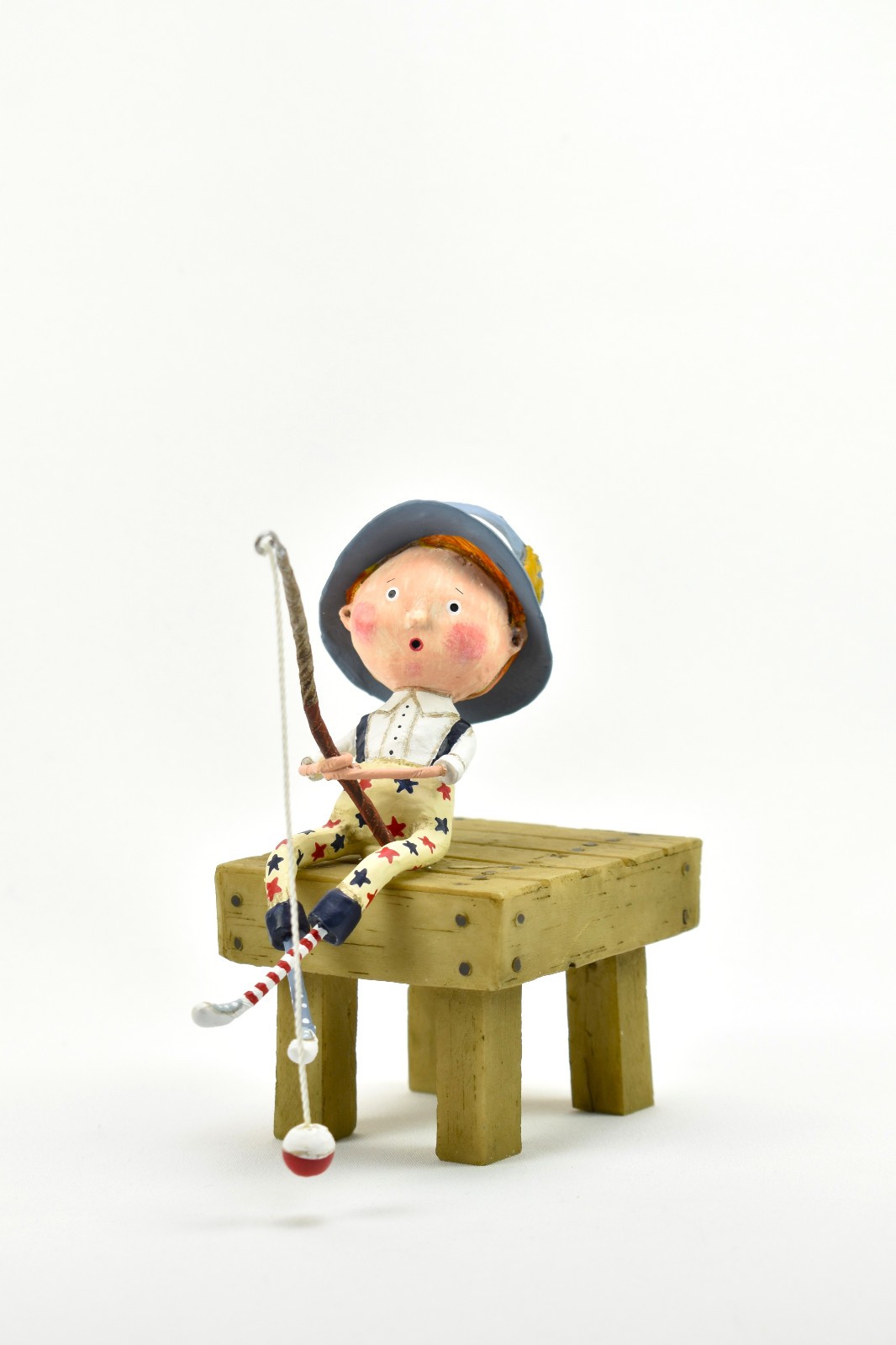 Lori Mitchell, (2) Two Gone Fishin Figurines Folk Art Fishing Figures #11079