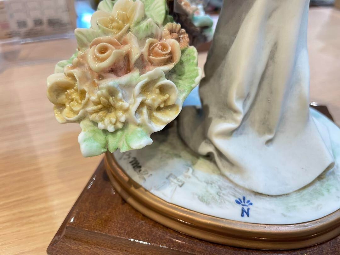 Capodimonte Florence Figurine by Bruno Merli – Lady with Flowers 27cm