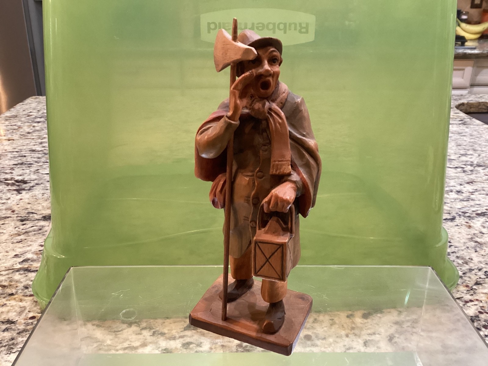 Vintage Anri Hand Wood Carved Man with Lantern Town Crier 6.25in. Figurine NICE