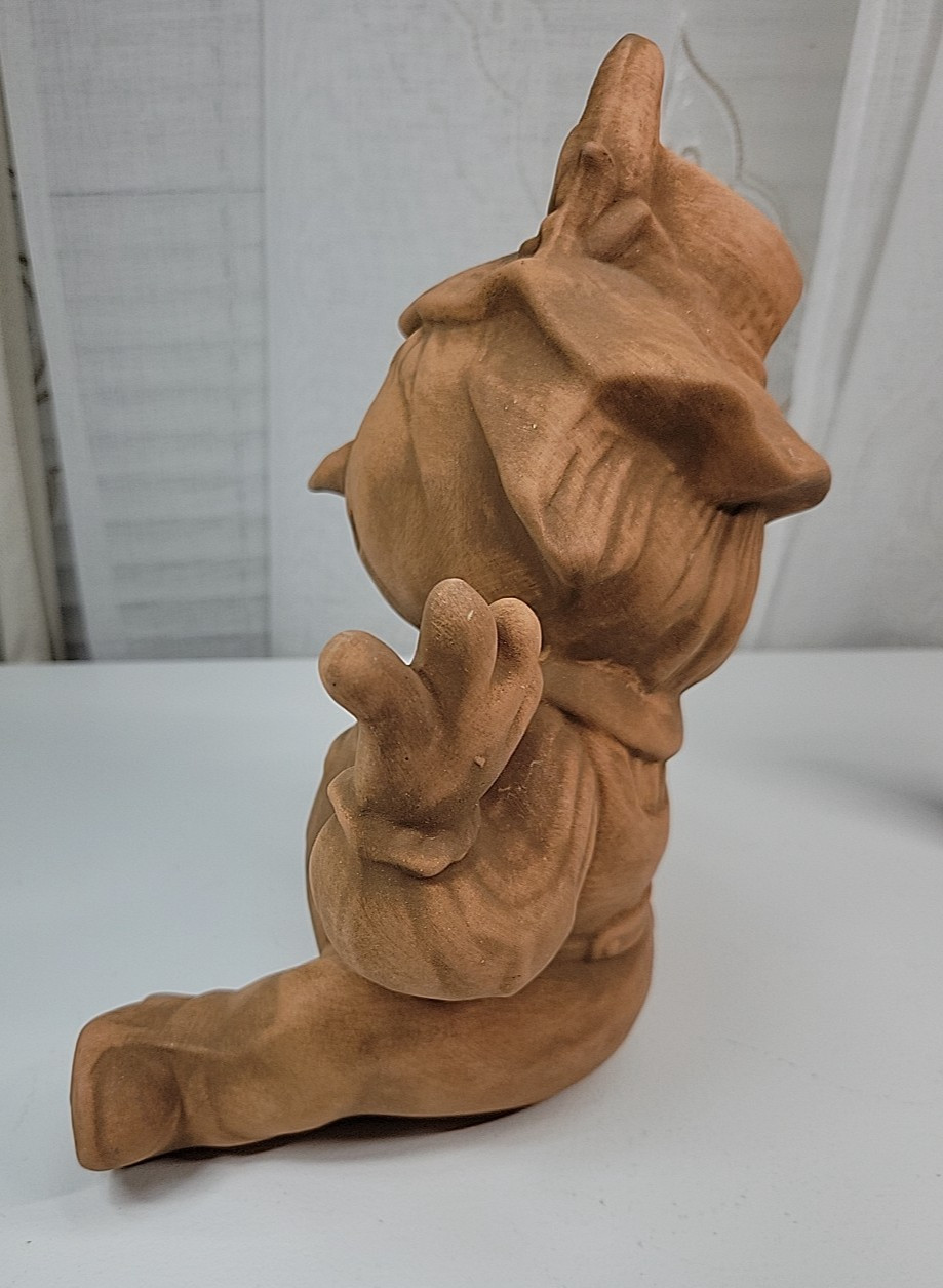 VTG Redware Ceramic Halloween/Fall Pumpkin Head Scarecrow Figurine Aged Finsh 9″