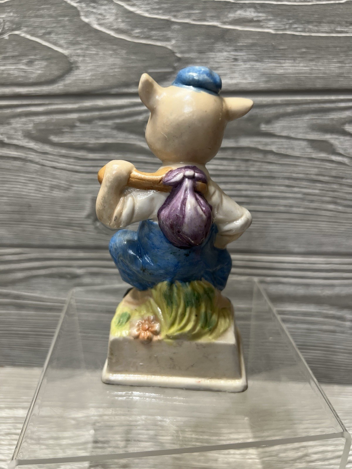 Vintage Hand Painted Ceramic Hobo Pig 5” Figurine Cute Retro Figure
