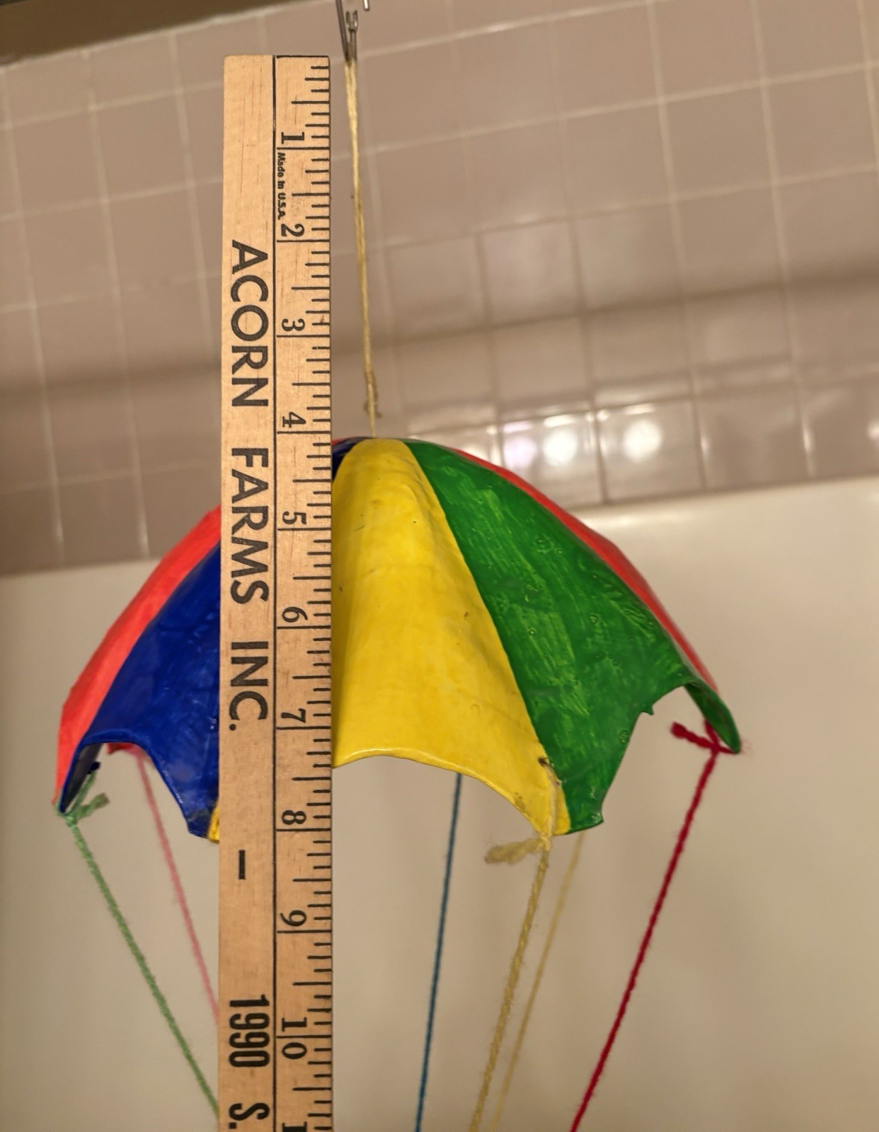 Vtg Papier Mache Parachute Clown Folk Art Balloon Figure Circus Decor Paper 29″