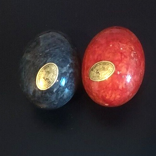 Lot of 2 Action Italy Genuine Alabaster Egg 2.25″ Stone