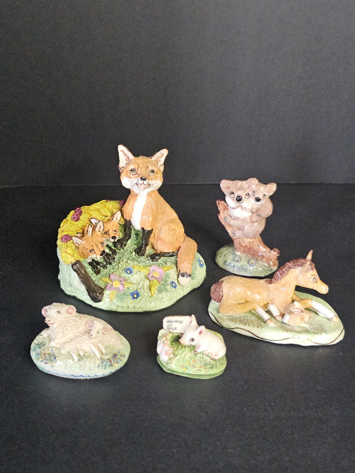 Signed Basil Matthews Woodland Animal Figurine Lot Fox Cubs Koala Lamb Horse Pig