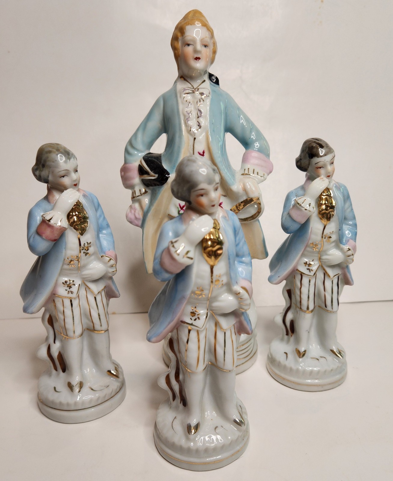 Lot of 4 Made in Occupied Japan Gentleman Figurines / 5 1/2-8 Inches Tall-Blue