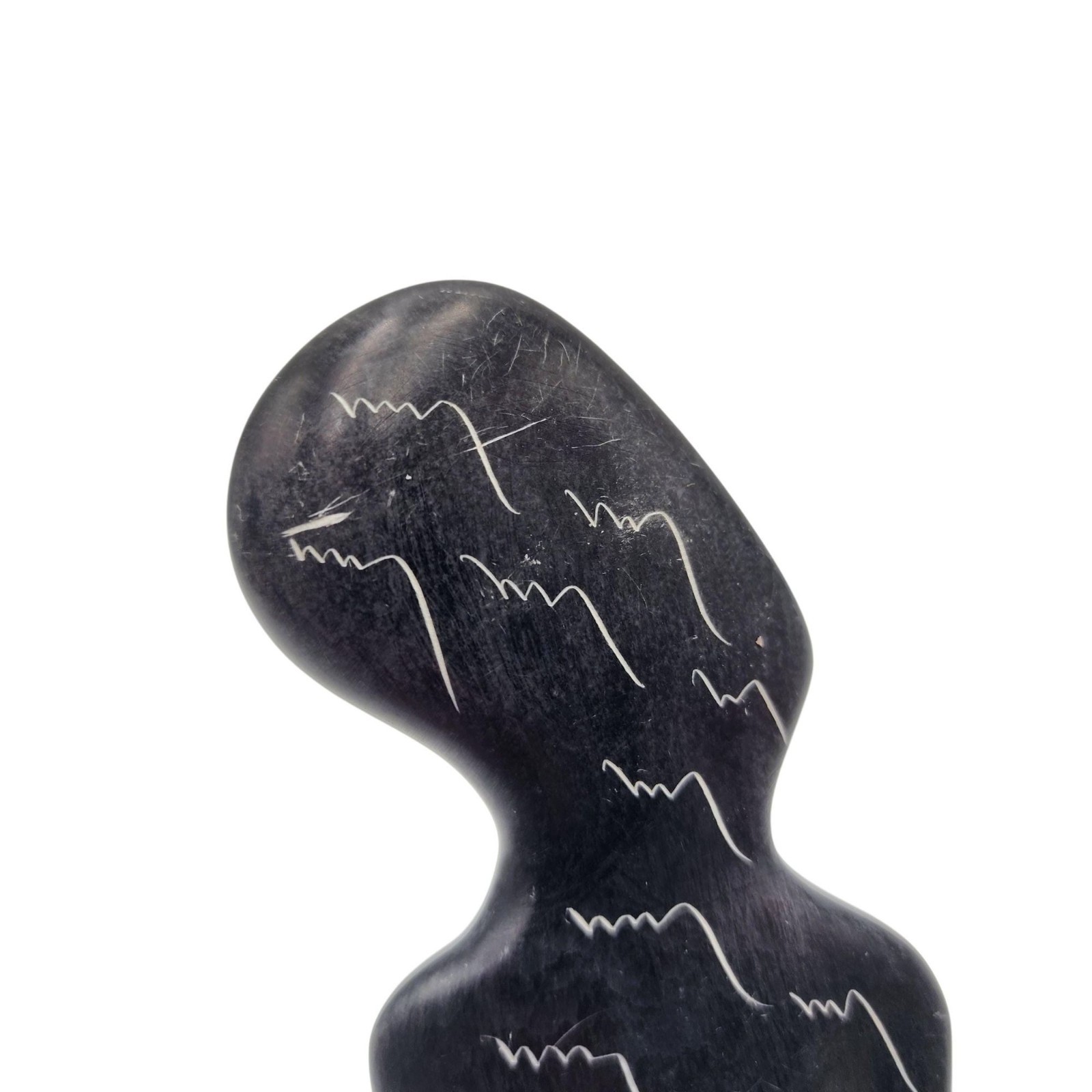 VTG Black Carved Soapstone 5.75″ Statue Figurine Abstract African Ethnic
