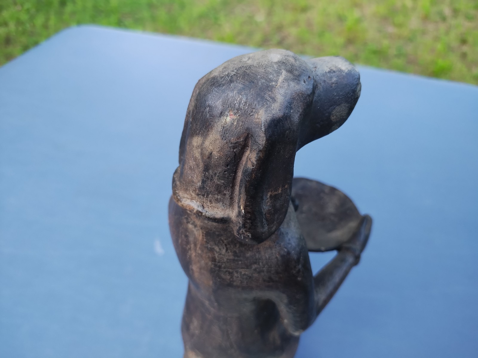 Vintage Bronze Dog Butler Holding Tray 11″