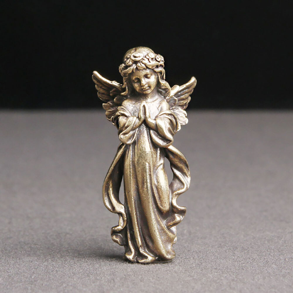 Solid Brass Angel Figurine Mini Angel Statue Figurines House Office Decor Gift