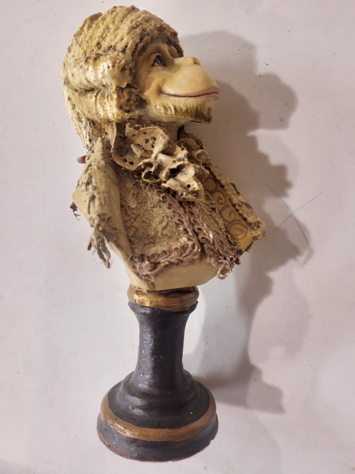 Vintage Pair Whimsical Monkey Lady and Man Busts Thailand Resin Decor