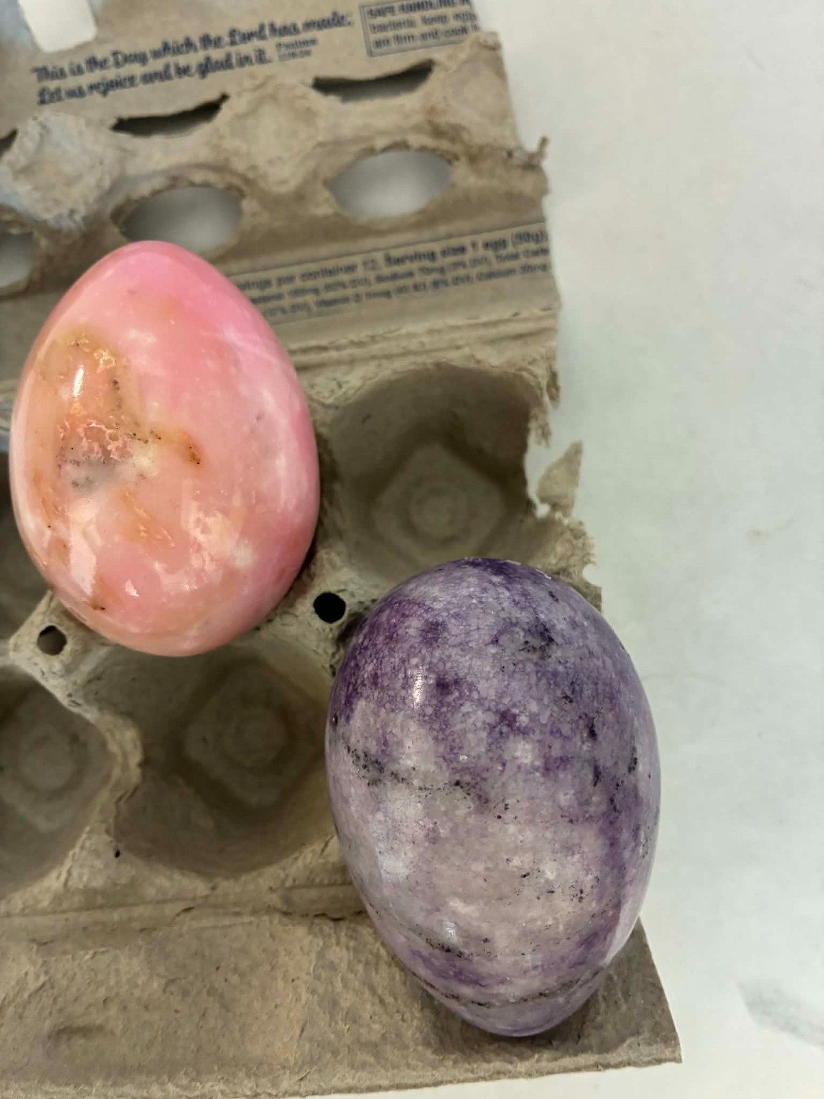 2 Eggs Polished Large Marble Stone Egg Easter Decor Alabaster Pastel 3″