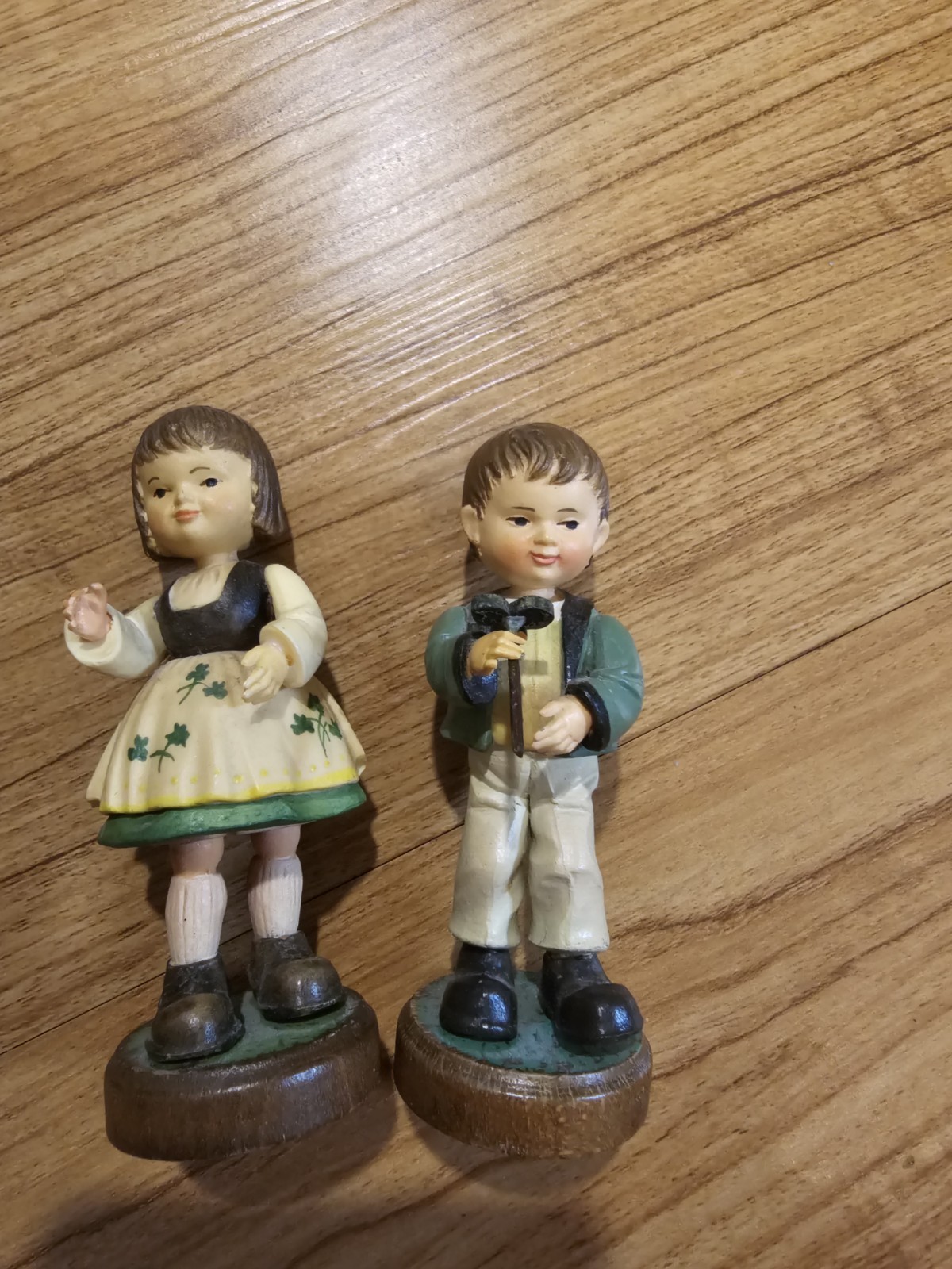 Vintage Anri Italy Boy and Girl Pair of Irish Figurines Shamrock St Patricks