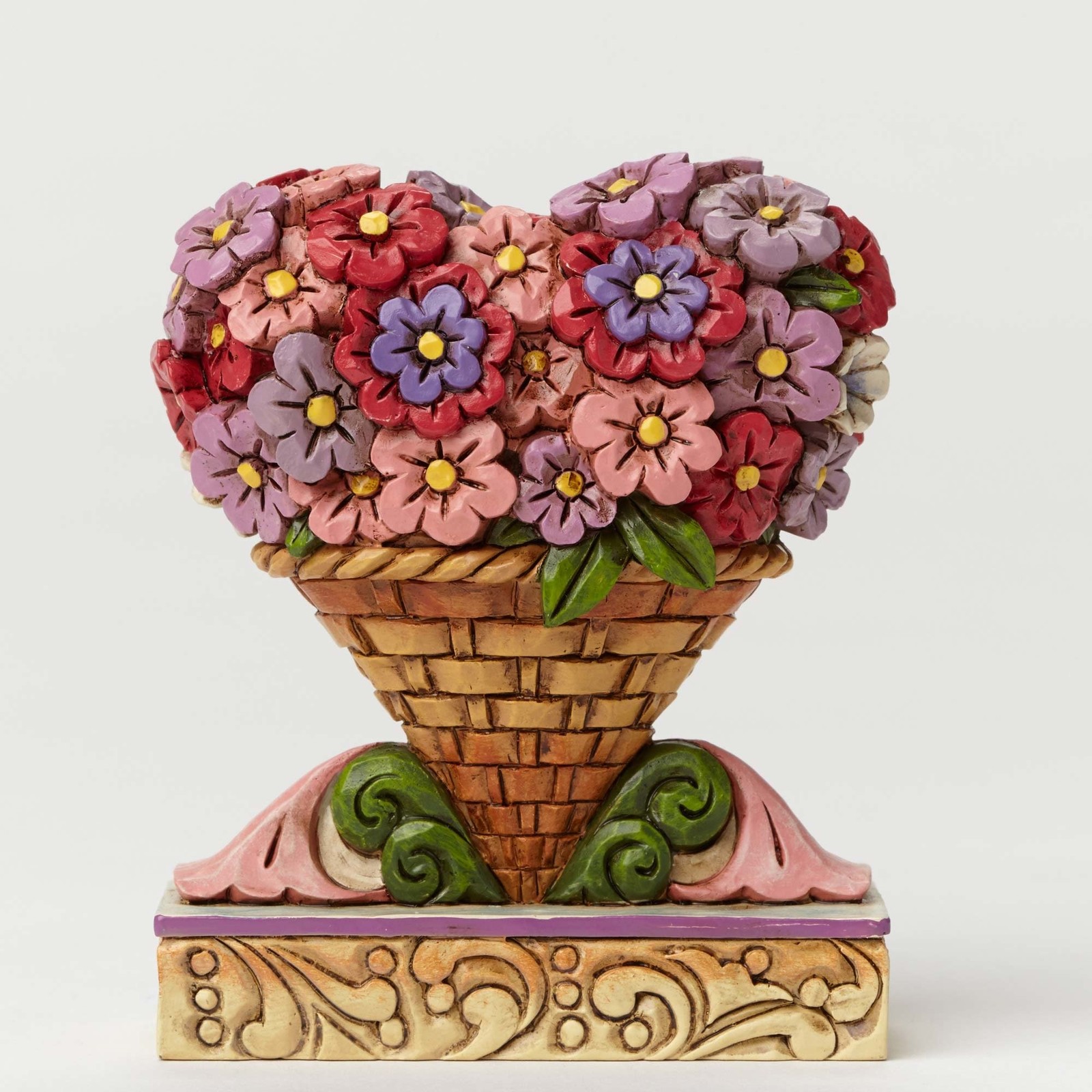 Jim Shore Heartwood Creek Mini Flower Heart Bouquet Stone Resin Figurine, 3”
