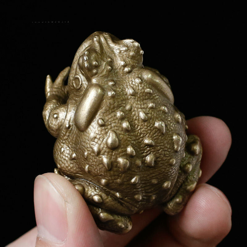 40mm Antique Bronze Sculpture of Solid Brass Toad Small Ornament Home Decor HOT