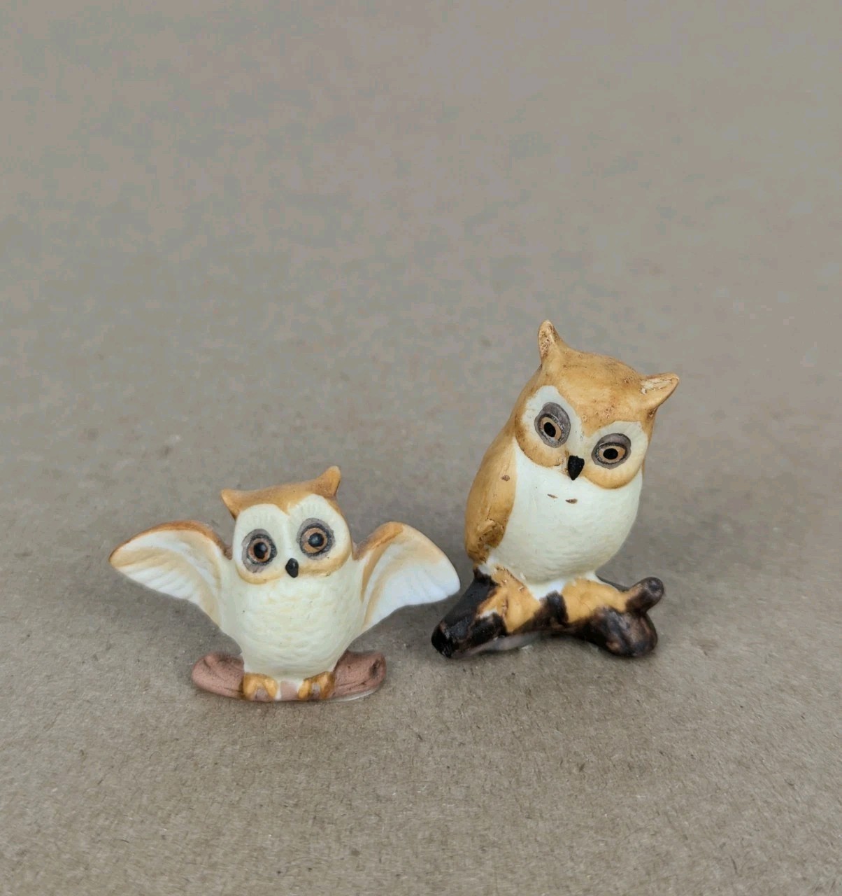 Vintage Owl Family Miniature 1″-1.5″ Bone China Figurine Pair Made In Japan
