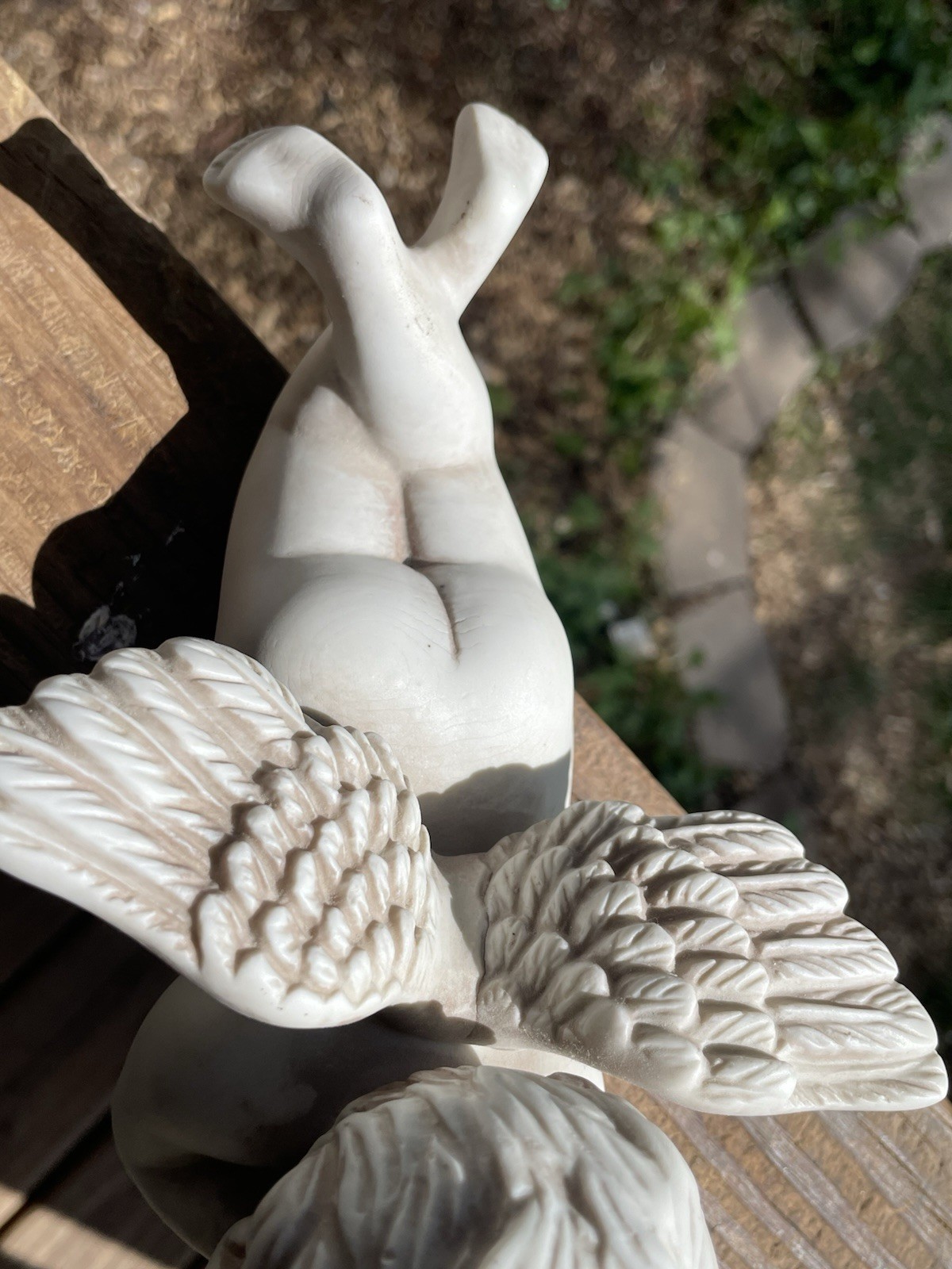 2 White Ceramic Cherub Angel Figurines Sitting/Laying Down Beautiful Preowned