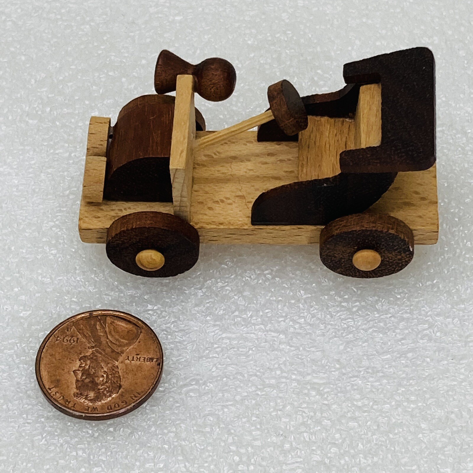 VTG‼ GOULA Wooden Red Roadster Car Fire Truck Horn Miniature Figurine Spain •VG‼