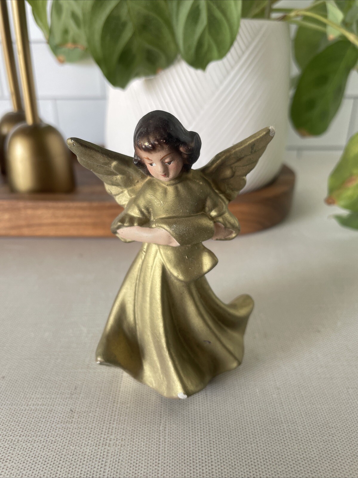 VTG ARCO Winged Angel Fine Quality DALLAS Made In Japan Gold Mid-Century 3.75”