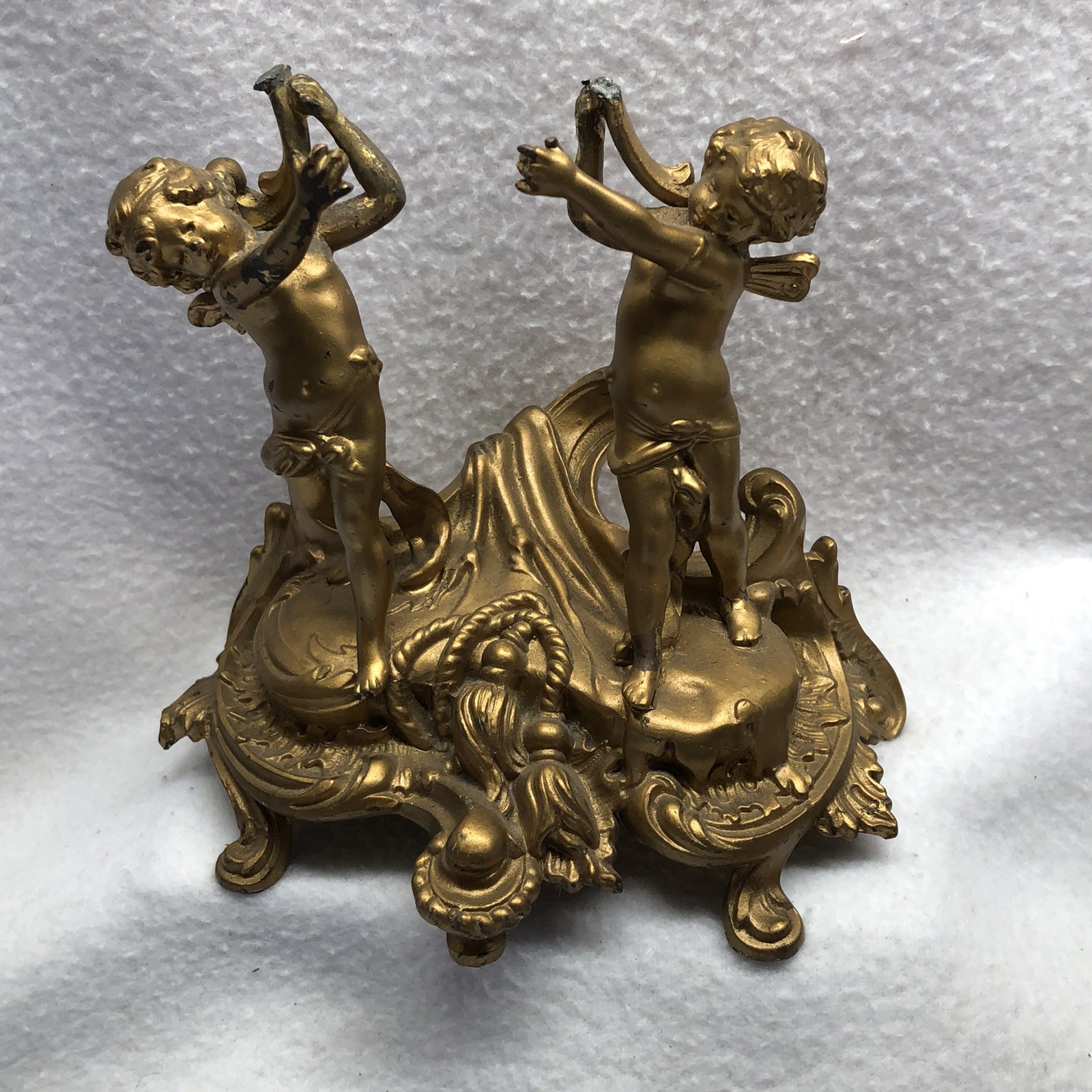 Vtg Metal Cherub Figurine Baroque Rococo Style Unsigned AS IS READ DESC DIY PC