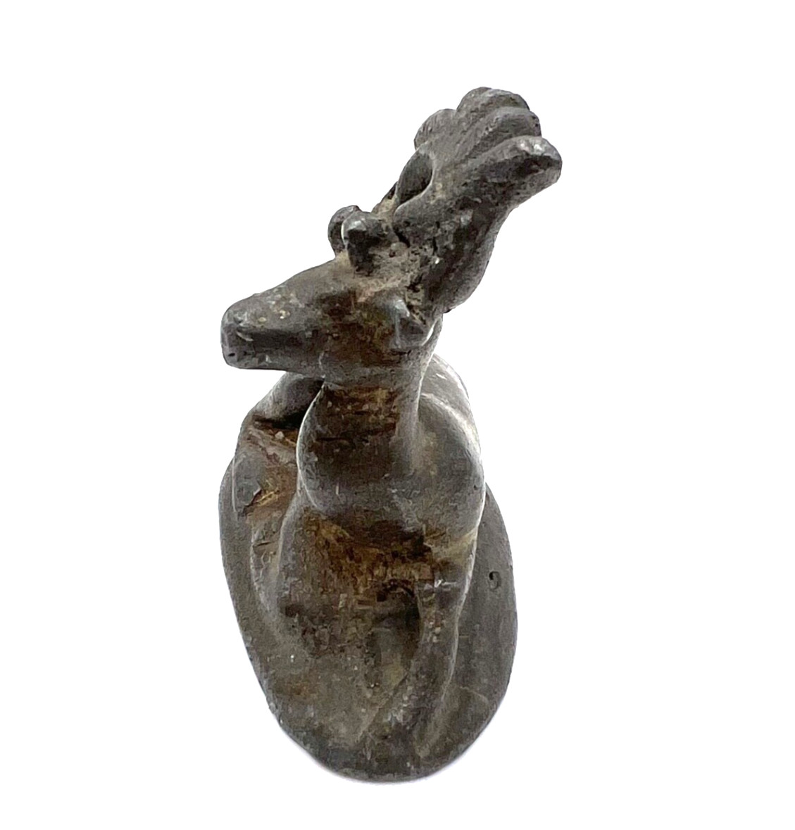 Vintage Cast Iron Reclining Deer Figurine Antique Metal Stag Paperweight