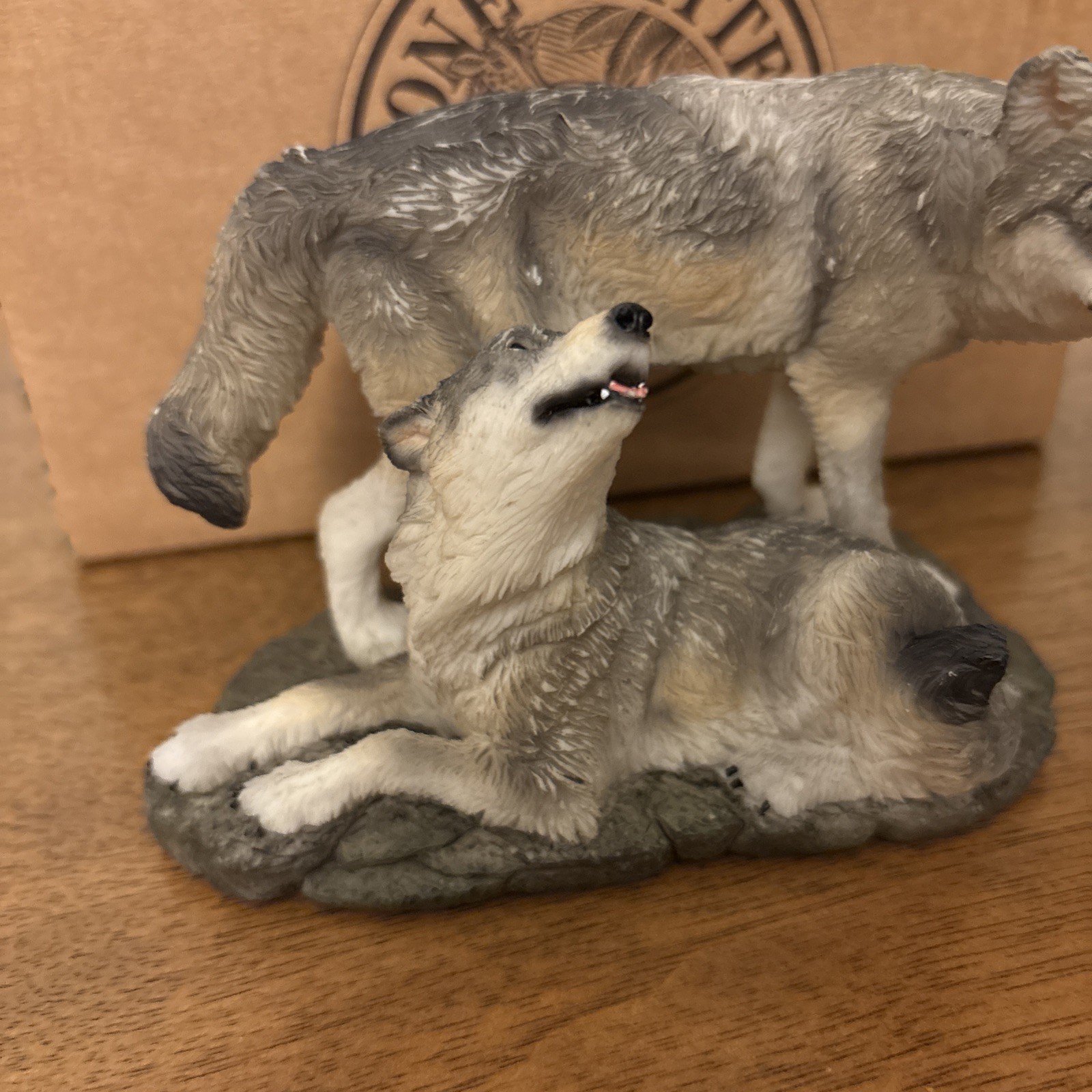 VTG Stone Critters Wolf Pair Couple SC-1238 New In Box Valentines Love Wolves