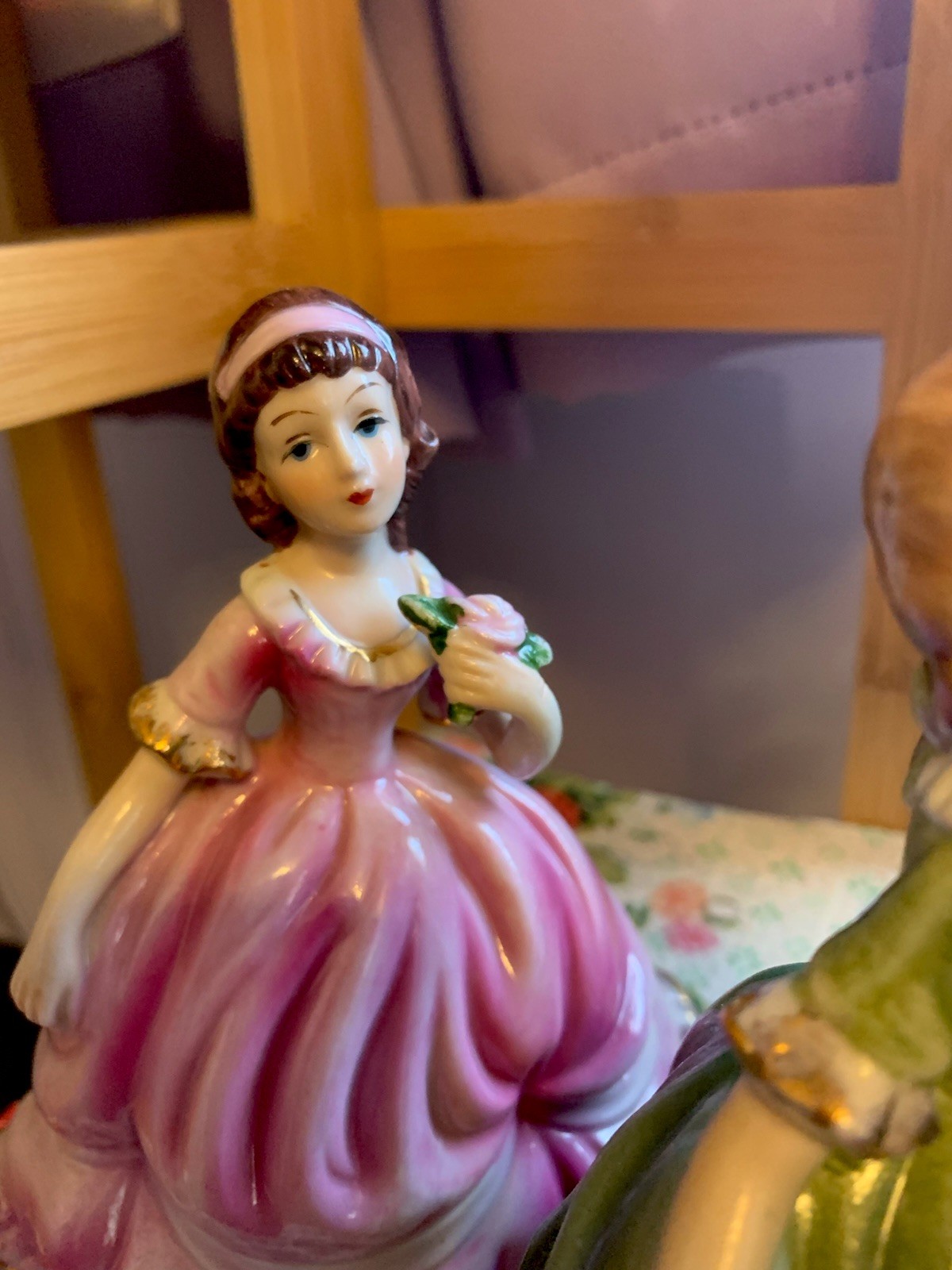 Vtg GREEN And PINK Ballroom Ladies In Billowing Gowns Very Rare And Hard To Find