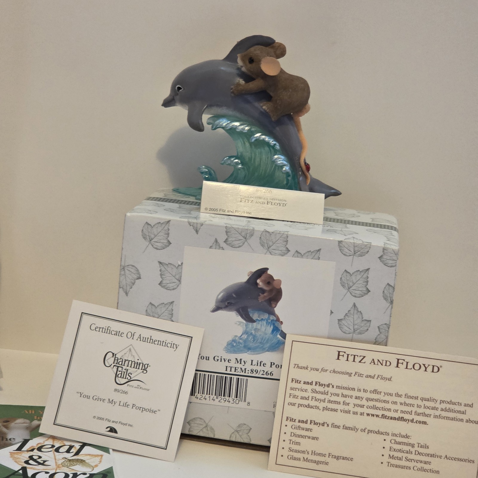 Charming Tails You Give My Life Porpoise 89/266 Dolphin Mouse Box COA