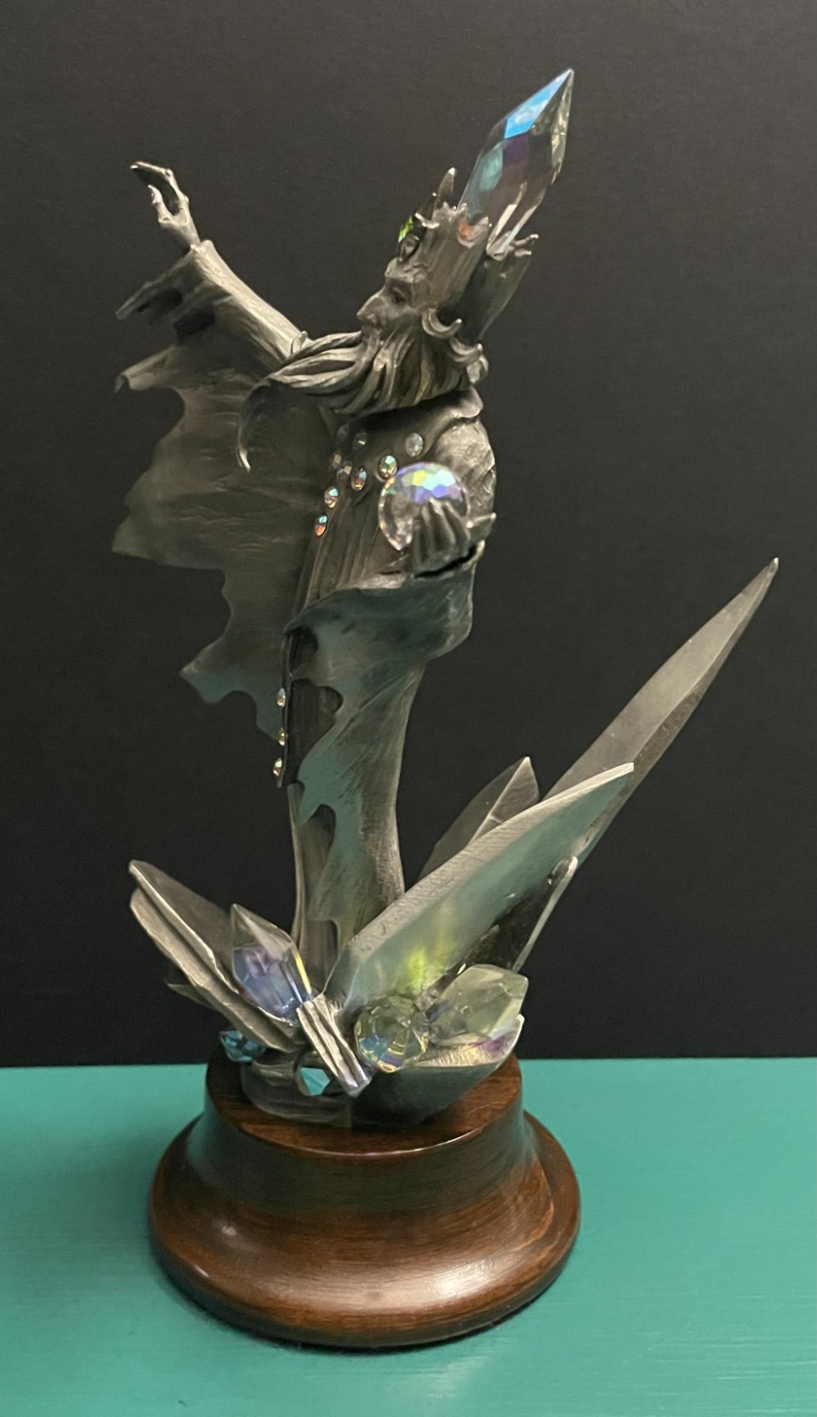 Casey Perth Pewter Ice Wizard Sorcerer Warlock Crystals Stalagmite Art Statue LE