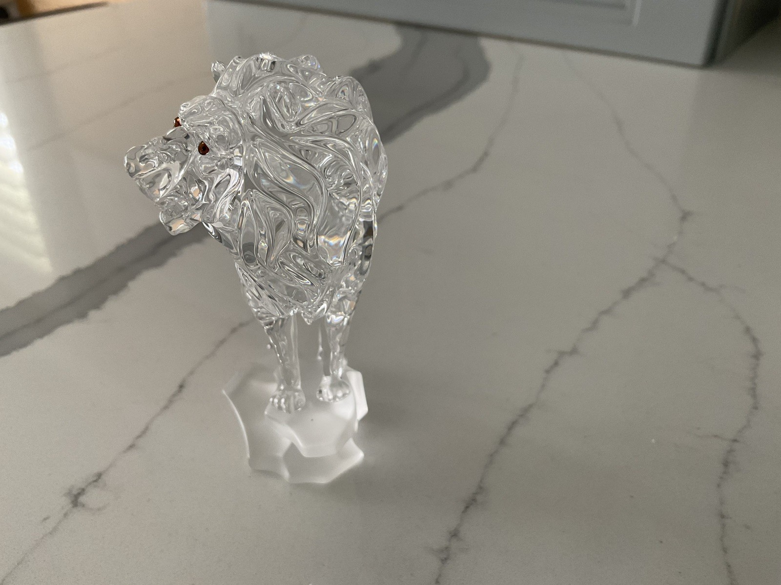 SWAROVSKI CRYSTAL FIGURINE LION STANDING OF ROCK NO BOX