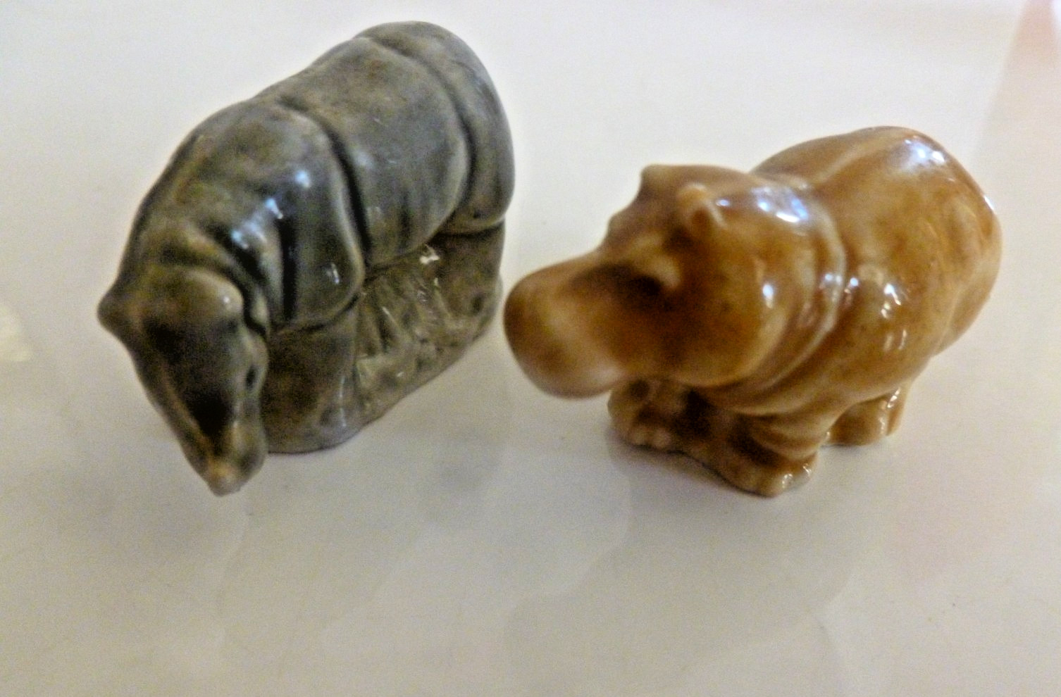 Vin. Wade Whimsies Gray Rhino & Honey Hippo, 1970-80’s, United Kingdom