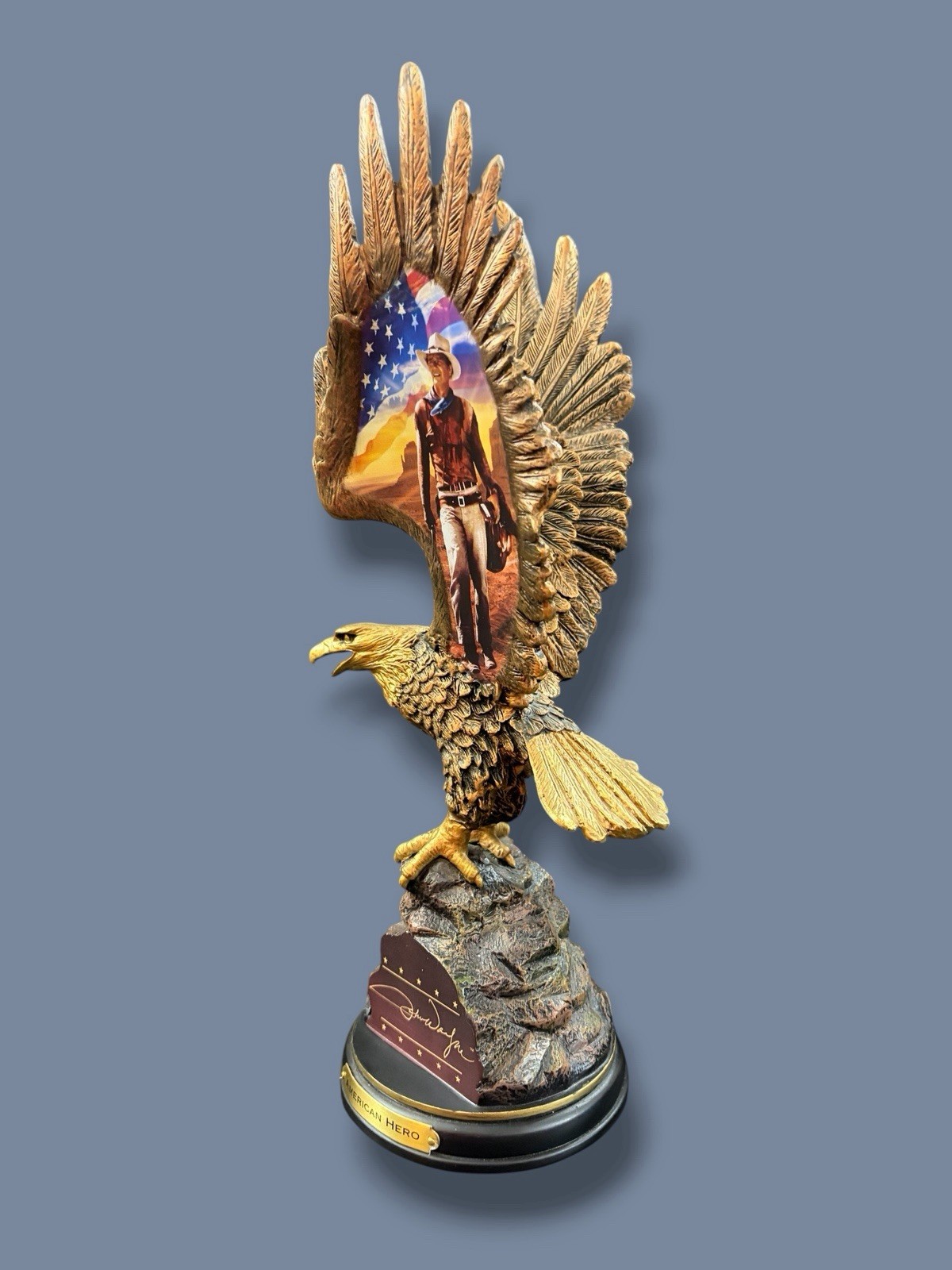 JOHN WAYNE American Hero COURAGE Eagle Bronze Color Sculpture Collection 2013