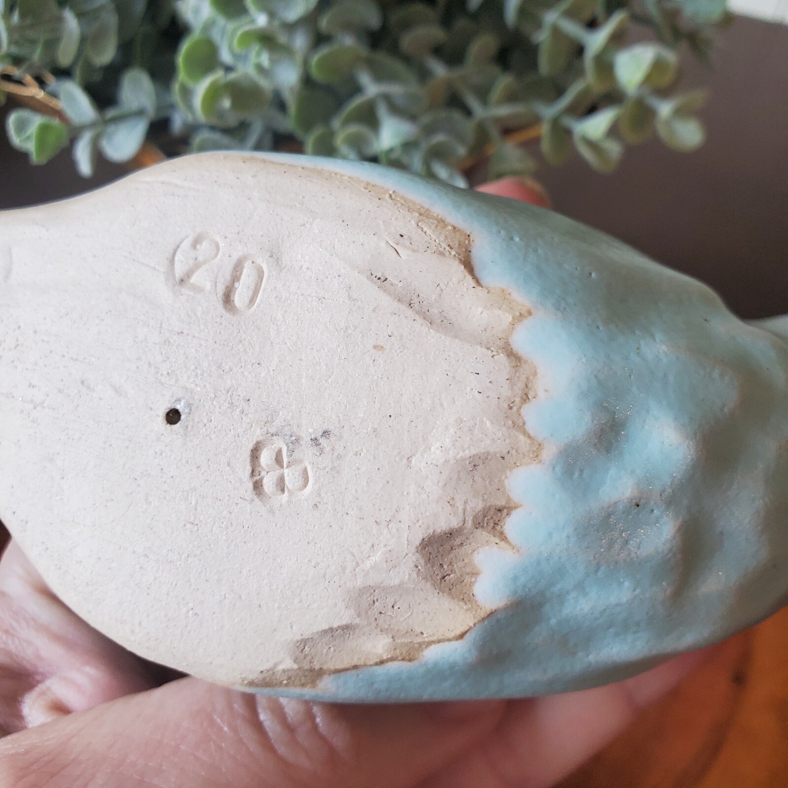 Pair of Art Pottery Bluebirds Handmade Stamped Rustic Matte Glaze Cottage Core