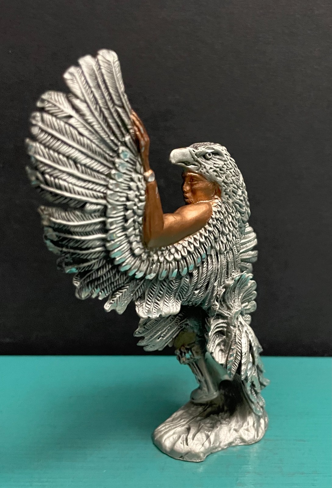 Masterworks MWFP Pewter Native American Indian Shaman Eagle Feather Figurine