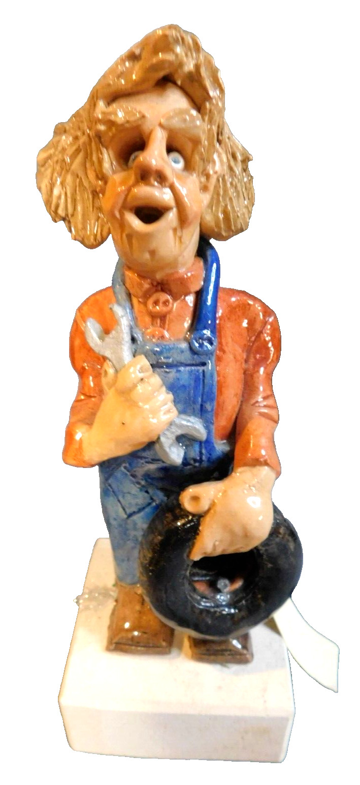 KERAMIEK KASPER~THE MECHANIC FIGURE SIGNED & TAG~BRUSSEL’S 1998~7 5/8″
